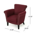 thumbnail image 3 of Brently Vintage Studded Fabric and Birch Club Chair, Wine and Expresso, 3 of 9