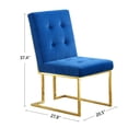 thumbnail image 2 of Modern Velvet Dining Chair Set of 2, Button Tufted Armless Side Chair with Golden Metal Legs, Accent Kitchen Chair for Bedroom Living Room, Blue, 2 of 7