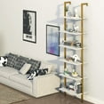thumbnail image 6 of ZXNYH 5 Tiers Ladder Shelf White Marble Modern Bookshelf Open Tall Wall Mount Bookcase Standing Leaning Wall Shelves Industrial Decorative, 6 of 8