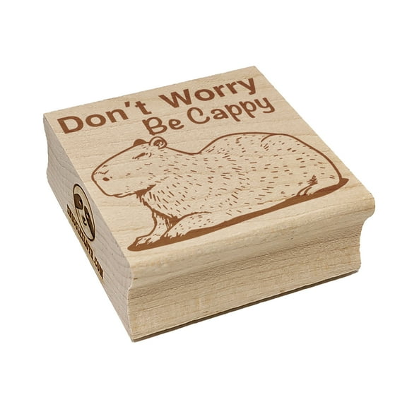 Don't Worry Be Cappy Capybara Square Rubber Stamp Stamping Scrapbooking Crafting - Small 1.25in