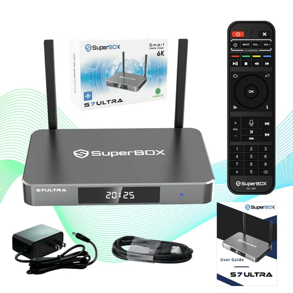 Newest SuperBox S7 Ultra 2026 Fully Loaded, 4G RAM 128G ROM Super Box S7ultra with Voice Remote& 7-day Time Shift, Premium 6K, Easy Setup Guide (Parental Control Time Included)