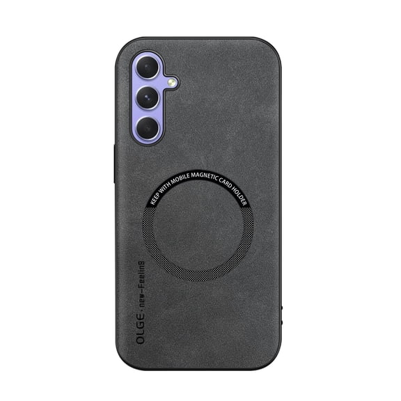 Mantto for Samsung Galaxy A24 4G Case Compatible with MagSafe Charging, Vegan PU Leather Slim Classic Luxury Elegant Thin Drop Protection Protective Cover for Samsung Galaxy A24 4G, Gray