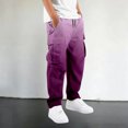 thumbnail image 2 of Gradient Cargo Pants Boys Elastic Waist Drawstring Casual Straight Leg Trousers with Pockets Boys Purple Pants Back to School Boys Pants for Boys Size 5-16 Years, 2 of 7
