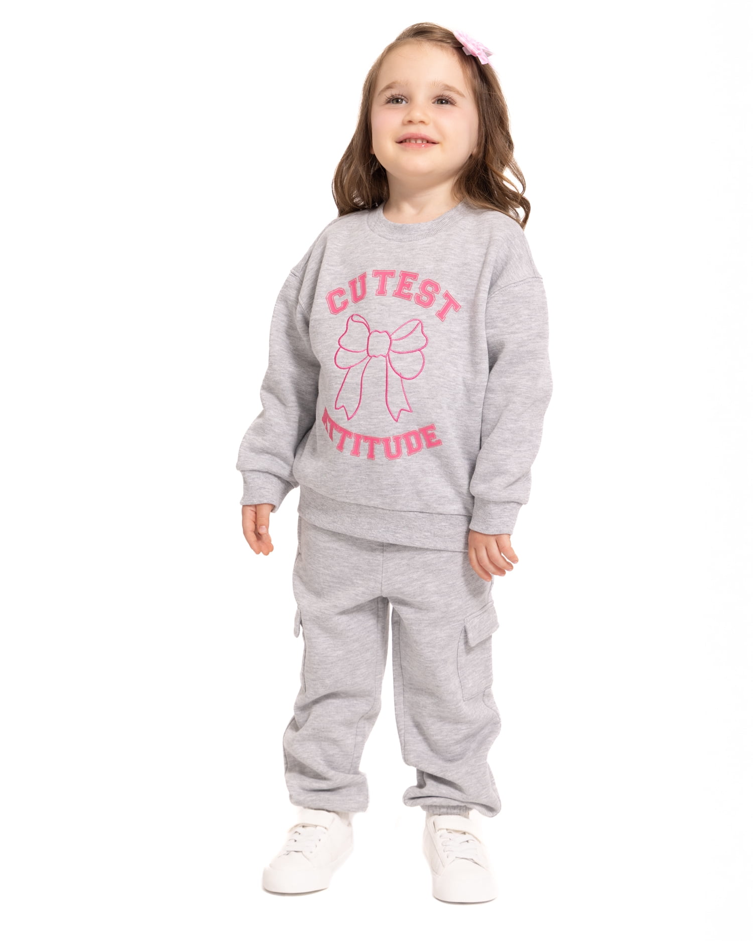 Wonder Nation Toddler Girls Fleece Cargo Jogger Sweatpants, Sizes 12M-5T