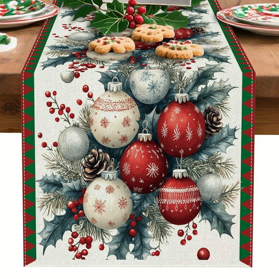 White Check Plaid Christmas Table Runner Farmhouse Christmas Runner Xmas Holiday Home Kitchen Dining Party Table Decor