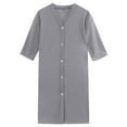 thumbnail image 4 of DeHolifer Womens Robes 3/4 Sleeve V-Neck Housecoat Soft Waffle Nightgown Loungewear with Pockets Gray M, 4 of 5