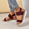 thumbnail image 3 of Summer Espadrilles for Women Slip on Strappy Wedge Sandals Casual Open Toe Beach Shoes Lightweight Wedges Heels Red Size 6.5, 3 of 6