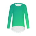 thumbnail image 5 of aohooy Girls' T-Shirt Gradient Solid Long Sleeve Crewneck Tunic Lace Trim Hem Trendy Blouses Cute Fall Pullover Loose Soft Tops Green,14-15Years, 5 of 6
