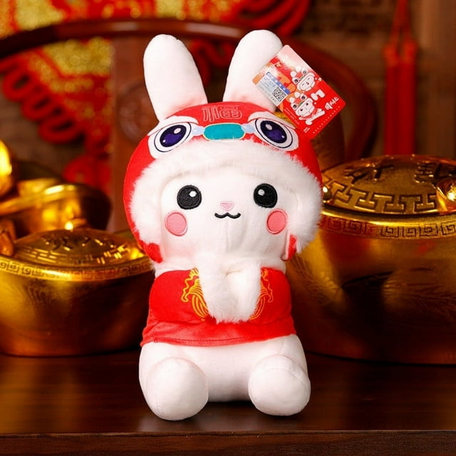 LSLJS Chinese New Year Rabbit Stuffed Animals Plush Toy Lunar Year Doll Bunny Bunny Ornament Chinese New Year Gifts for Home Spring Festival Decoration, Rabbit Doll