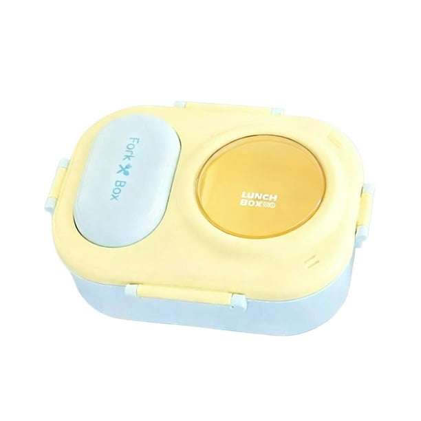 Lonchera Bento, contenedor personal de alimentos con 3 compartimentos, sellada y bonita. Amarillo