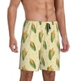 thumbnail image 2 of Kdxio Yellow Corn Print Mens Sleep Shorts Bottoms Soft Comfy Pajama Wear Pants with Drawstring Pockets, 2 of 7