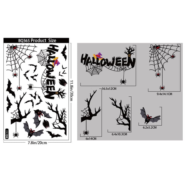 4 piezas de pegatinas de pared de murciélagos y arañas de Halloween, calcomanías de pared, decoraciones de Halloween para fiestas, juego de decoración de pared para el hogar