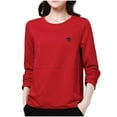 thumbnail image 2 of VgaVtl Womens Plus Size T Shirts Long Sleeve Fall Winter Tops for Women Solid Color Casual Layering Workout Red Loose Shirts,3XL, 2 of 3
