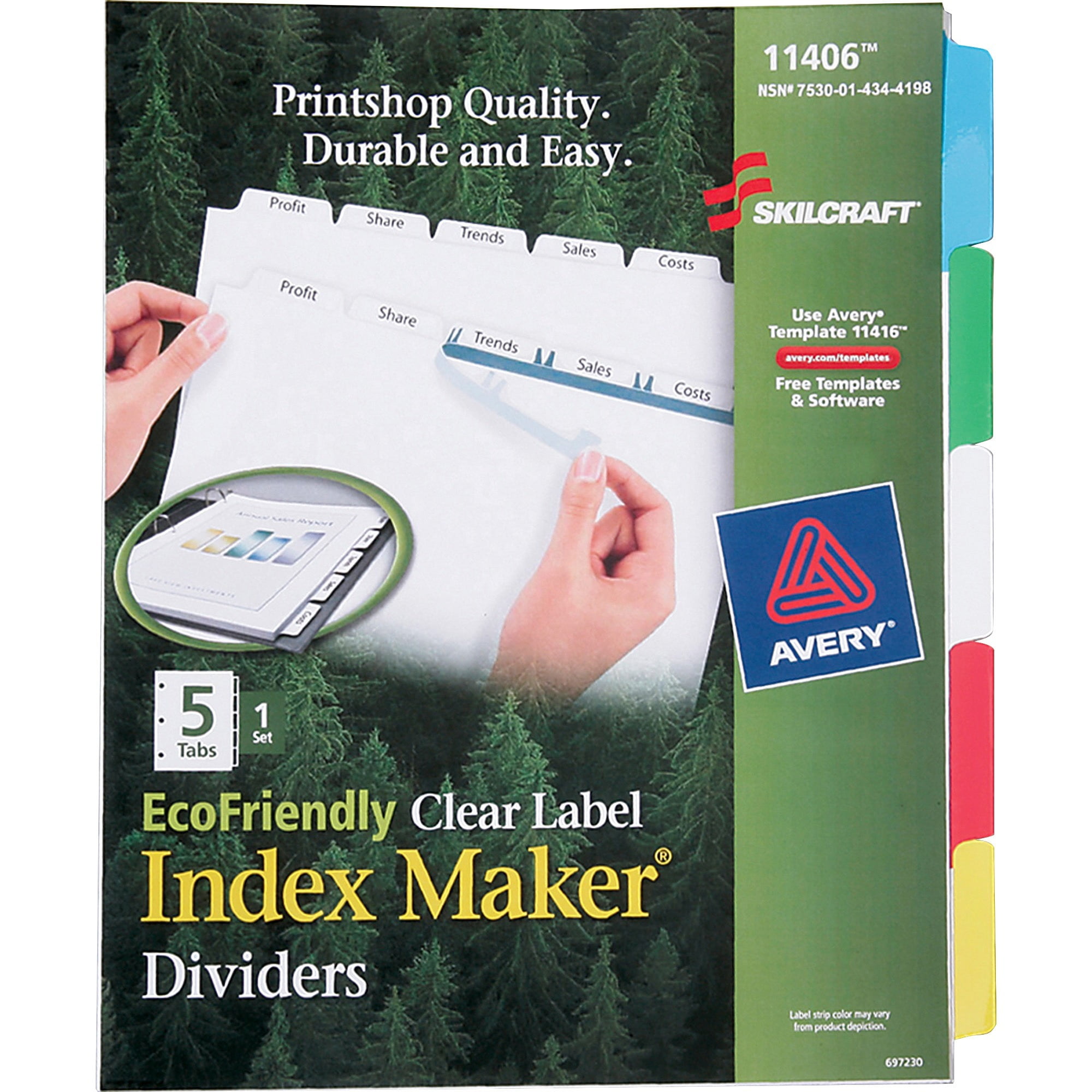 SKILCRAFT, NSN4344198, 5-Tab Clear Label Index Maker Dividers, 1 Set - Walmart.com