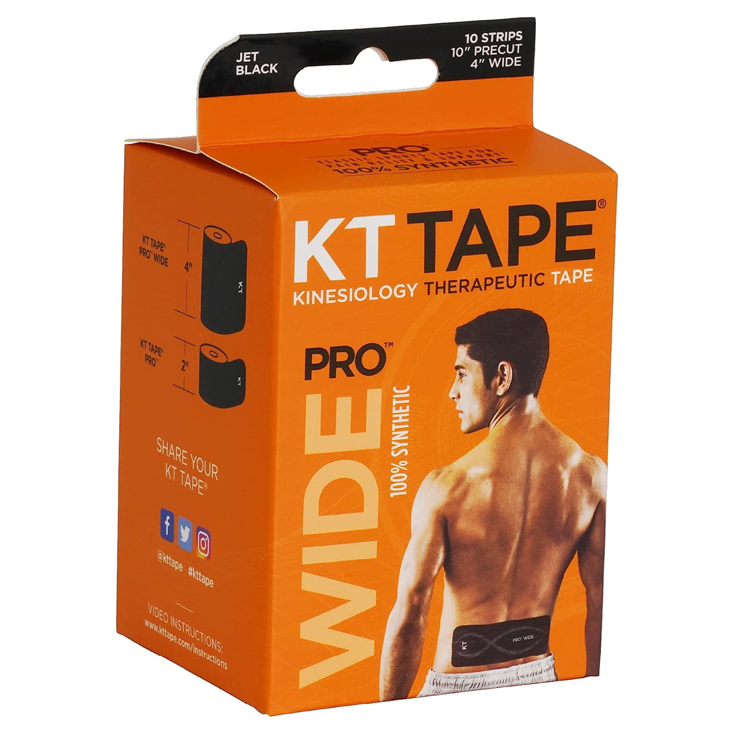 KT Tape Pro Wide Jumbo 10" Precut Kinesiology Sports Roll 75 Strips