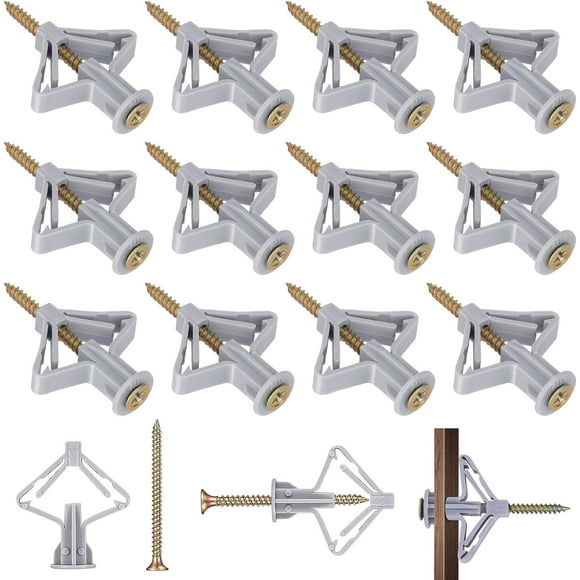 100pcs Plasterboard Wall Plugs Plasterboard Fixings Drywall Screws and Wall Plugs Set Anchor Anti-Rotational Expansion Tube