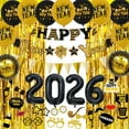 thumbnail image 5 of NewYear Decorations 2026, NewYears Eve Party Supplies 2026 with Happy NewYear Banner Hat Paper Glasses Fringe Curtains 2026 Balloons for Happy NewYears 2026 Decorations, 5 of 9