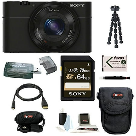 Sony Cyber-shot DSC-RX100 Digital Camera (Black) with 64GB Deluxe Accessory