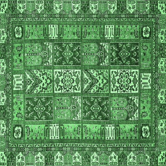 Ahgly Company Indoor Square Abstract Emerald Green Modern Area Rugs, 3' Square