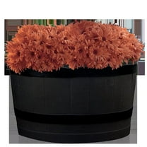 Polyethylene Whiskey Barrel Planter for Indoor or Outdoor Gardening, Black Color
