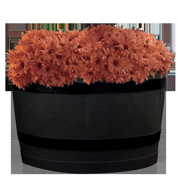 Polyethylene Whiskey Barrel Planter for Indoor or Outdoor Gardening, Black Color