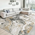 thumbnail image 6 of Twister.CK 6' x 9' Washable Rugs, Modern Marble Print Area Rug, Low Pile Stain-Resistant Carpet, for Living Room Home Office, Grey, 6 of 8