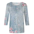 thumbnail image 4 of Dyegold 3/4 Sleeve Women Tops Dressy Casual Comfy Loose Cute Trendy T-Shirt Shirts Floral Printed Tunics Top Plus Size for Women Round Neck Fall Female Blouse Long Sleeve, 4 of 4