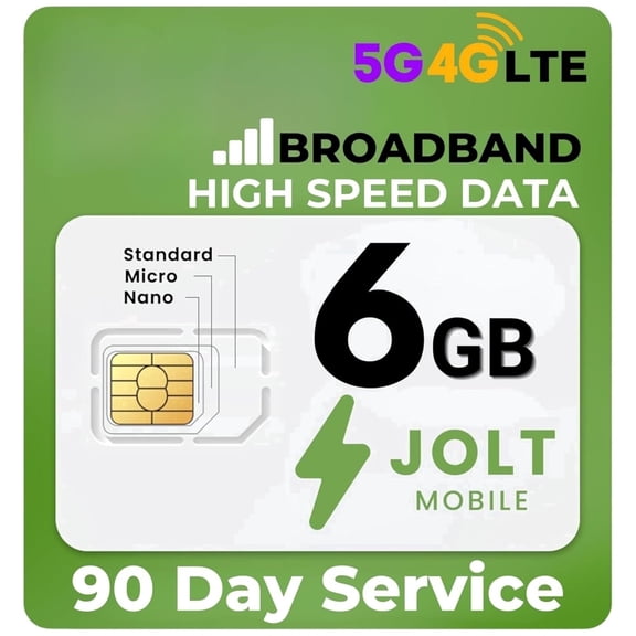 Jolt Mobile 6GB Data SIM Card 5G 4G LTE for IoT Devices