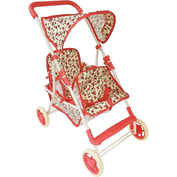 The New York Doll Collection Double Baby Doll Stroller Floral