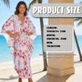 thumbnail image 7 of Xixirimido Pink Vibrant Cherry Blossom Print Womens Kaftan Dresses Long Caftans Plus Size Batwing Sleeve Swimsuit Coverup V Neck Summer Beach Dress, 7 of 7