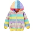thumbnail image 3 of Lovebay Kids Girl Rainbow Hoodies Jacket Zip Up Casual Hooded Long Sleeve Jumper Hoody Sweater Top Coat, 3 of 10