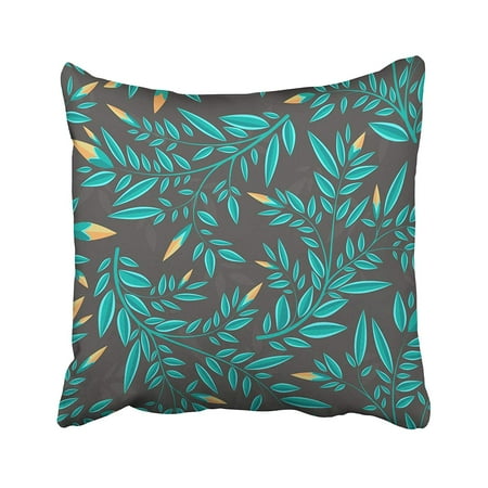 Berry Scroll - CMFUN Blue Leaf Floral with Small Pattern Quirky Scroll Abstract Baroque Beautiful Berries Pillow Case Pillow Cover 16x16 inch Throw Pillow Covers