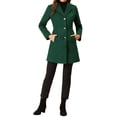 thumbnail image 2 of MODA NOVA Juniors Single Breasted Notched Lapel Long Sleeve Long Overcoat Green S, 2 of 5