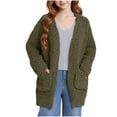 thumbnail image 3 of Grblisyd Cardigan for Girls Open Front Popcorn Knit Long Sleeve Sweaters Coat with Pockets, 3 of 6
