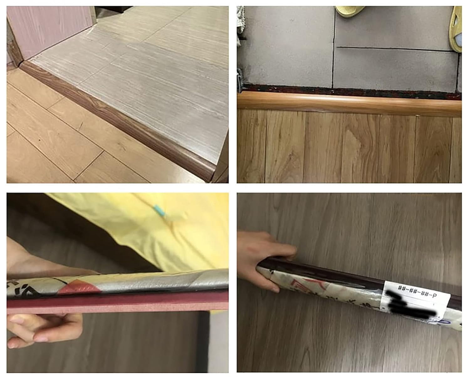 Floor Transition Strip Wood to Tile, Self Adhesive PVC Plastic Threshold Reducer Step Down 3/4 Inch for Vinyl Flooring Uneven Floors, Carpet Edge Trim Molding