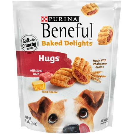 Purina Beneful Dog Treats, Baked Delights Hugs With Real Beef & Cheese - (4) 8.5 oz.