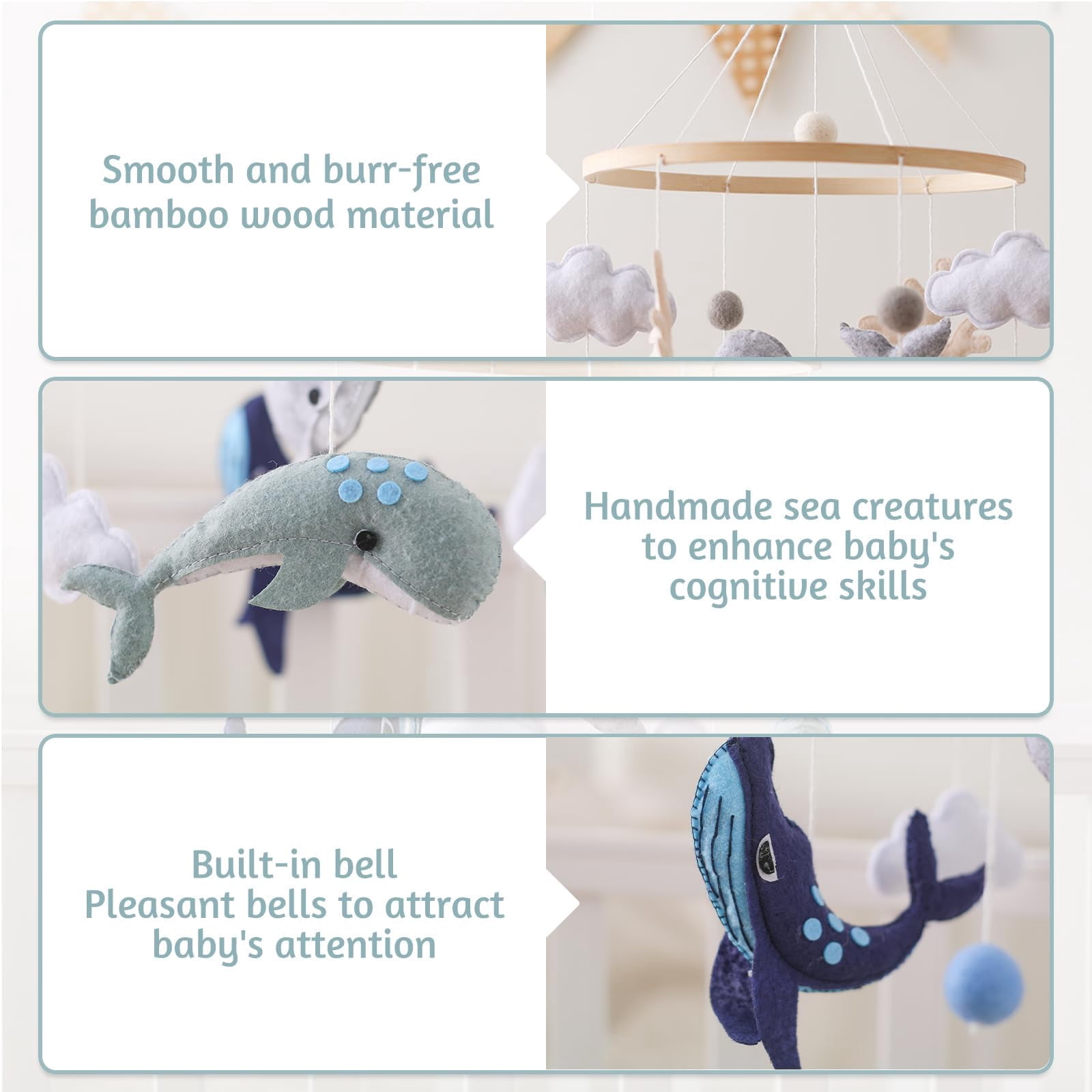 Baby Crib Mobile Bear Nursery Mobile for Boys Girls Teddy Velvet Mobile Nursery Decor for Infant Bedroom Hanging Baby Mobile for Bassinet Newborn Baby Gift