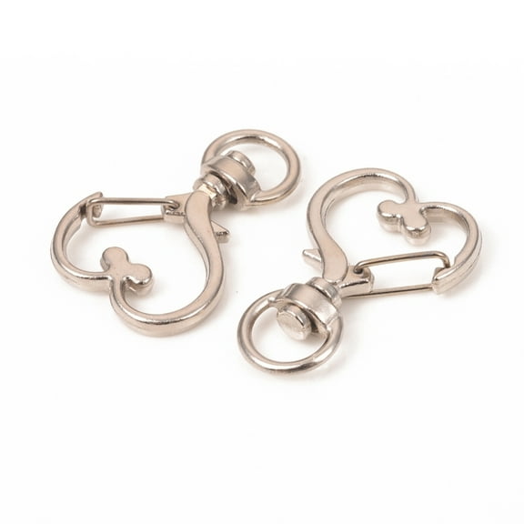 50pcs Heart Shape Zinc Alloy Swivel Lobster Clasps Swivel Snap Hook 34.5x23.5x6mm Hole: 5x9mm