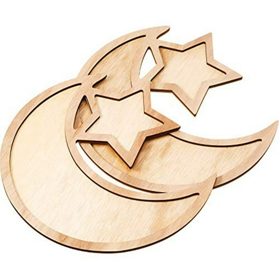 Ramadan Moon Star Wooden Tableware: Elegant Serving Tray for Eid Mubarak