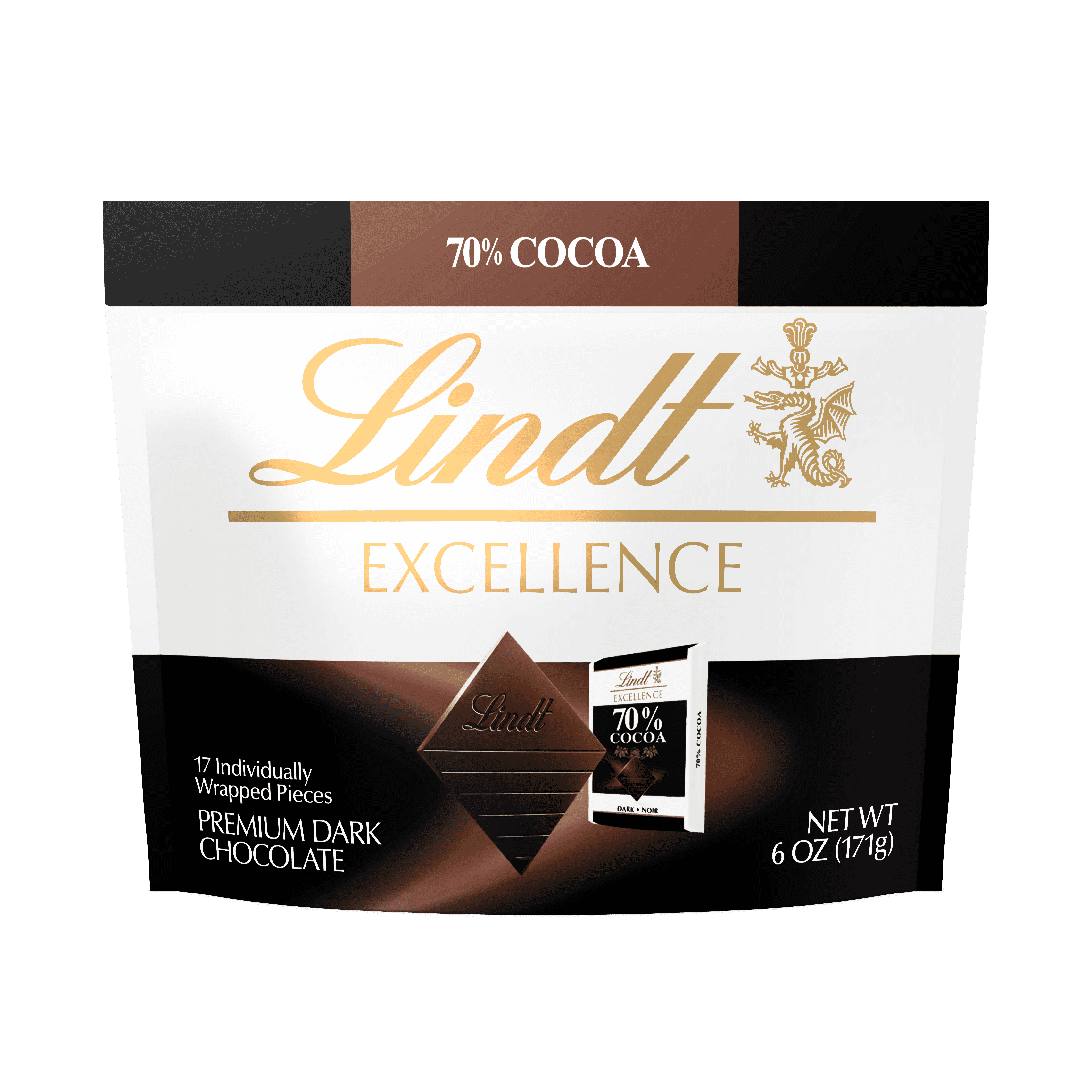 Lindt EXCELLENCE 70 Dark Chocolate Pieces, 6.0 oz. Pouch