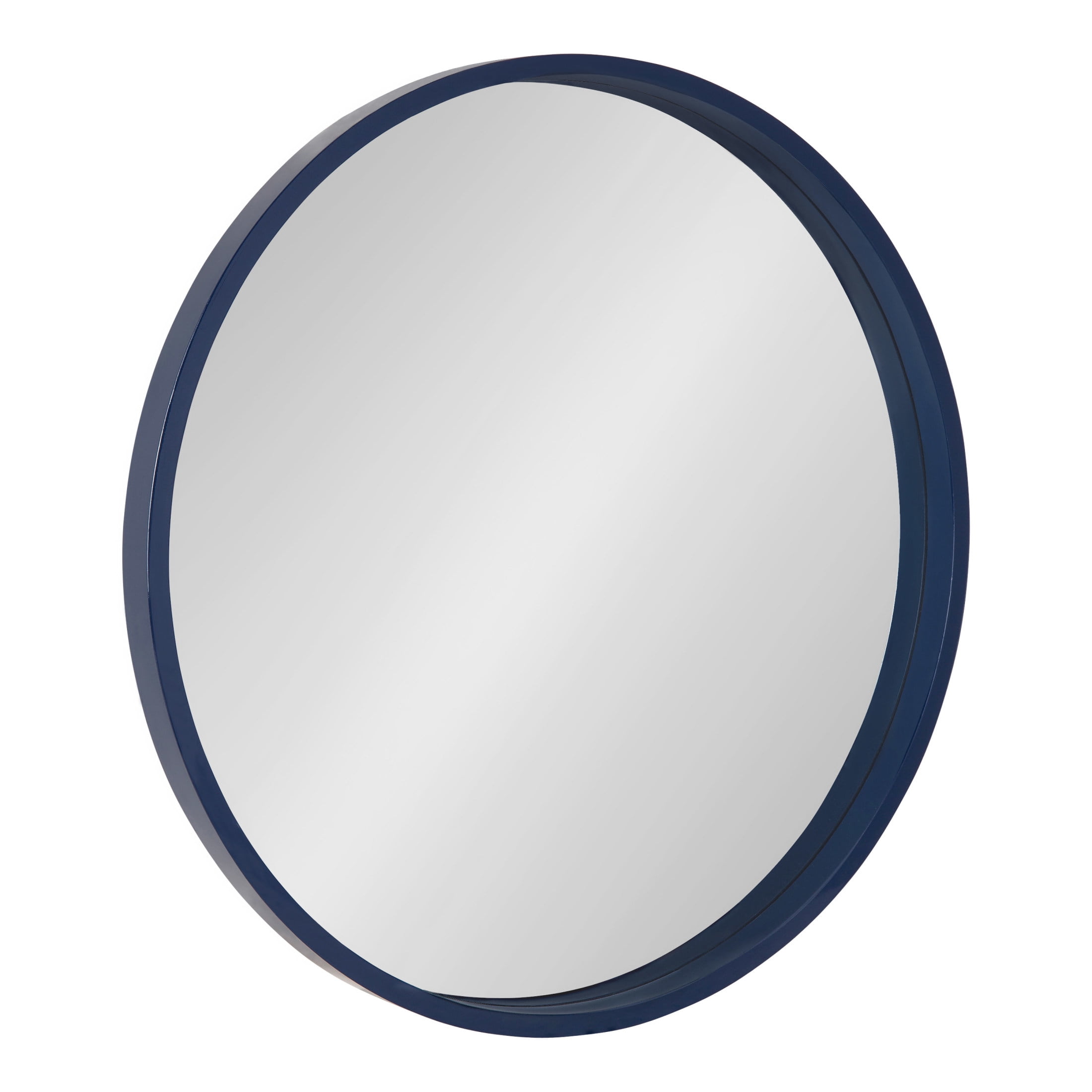 Kate and Laurel Travis Round Wood Wall Mirror, 26 Inch Diameter, Navy Blue, Modern Circle Mirror for Use as Bathroom Mirror for Over Sink or Cute Dorm Room Decor