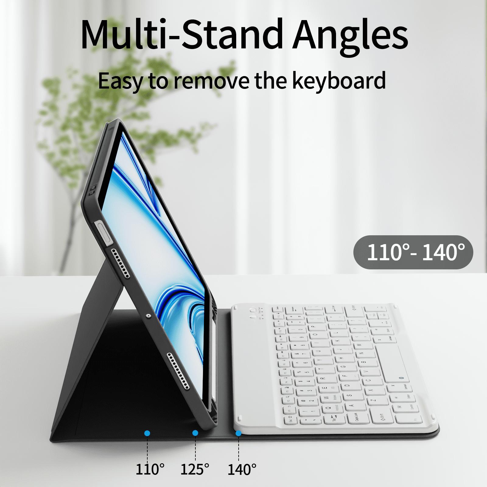 KVTVOU Keyboard Case for iPad Air 11 inch M2/M3 (2024/2025), iPad Air 5th/4th Generation (2022/2020) 10.9 inch, Detachable Wireless Bluetooth Keyboard, Stand Folio Cover with Pencil Holder,Black