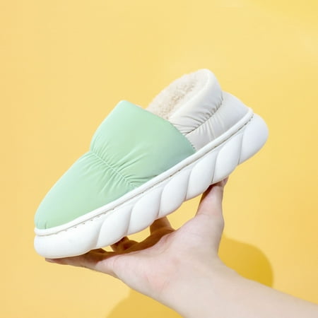 

Zpanxa Shoes for Women Casual Autumn and Winter Round Head Thick Bottom Cute Home Indoor Warm Set-up Cotton Shoes Green Womens Shoes 39