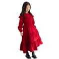 thumbnail image 2 of KYAIGUO Kids Toddler Girls Spring Corduroy Dress Baby Fall Ruffle Long Sleeve Dresses Onesies Ankle-Length Skirt for 5-14T, 2 of 9
