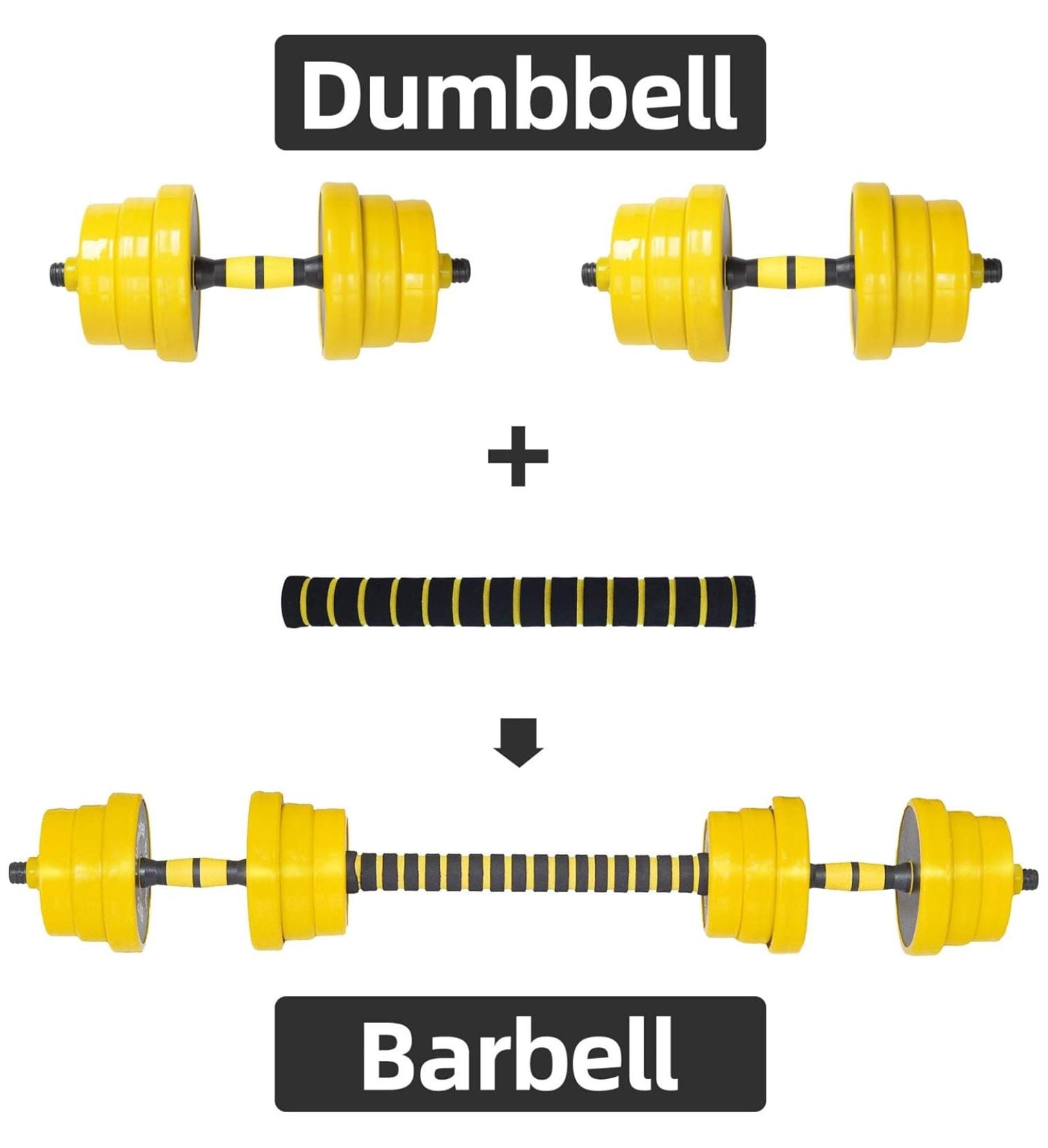 Adjustable Dumbbell Set 20-55LB, 3-in-1 Weight Set Kettlebell Weights Non-Slip Home Gym Equipment