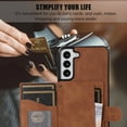 thumbnail image 2 of Mantto Case for Samsung S22,Wallet Phone Case Cute Leather Case with Card Holder Crossbody Cover for Women Girls Strap Wristlet RFID Blocking Shockproof for Samsung Galaxy S22,brown, 2 of 8
