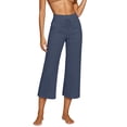 thumbnail image 6 of Cotton Linen Capri Pants for Women - Wide Leg Loose Casual Trousers with Pockets Summer High Waisted Drawstring Pants Blue S, 6 of 6