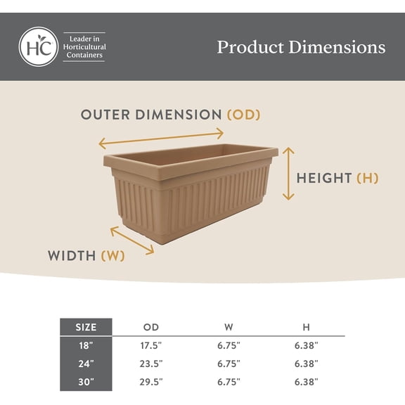 The HC Companies 30 Inch Venetian Window Planter Box with Drainage Plug, Lightweight -Resistant Plastic Indoor & Outdoor Planters, 2-Pack Flower Box for Garden & Home Decor, Chocolate