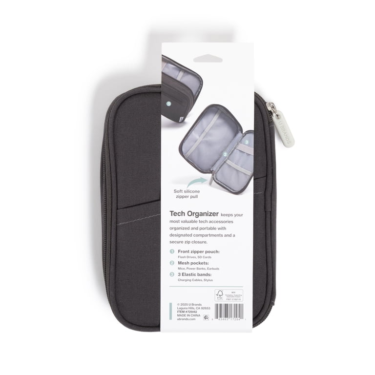 U Brands Single Zip Canvas Tech Pouch, 7.8 x 5 in, Electronic