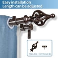 thumbnail image 3 of Urbanest Adjustable Double Curtain Rod Set Portia Flat Button Finials – 1″ Front & 3/4″ Back Rod With Bronze Rod, 48–84 Inches, 3 of 6